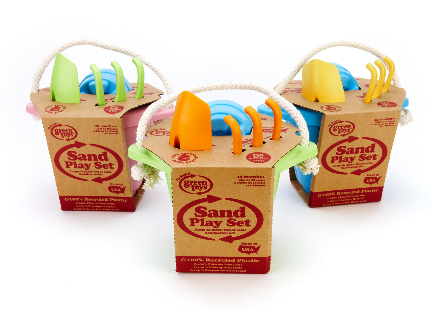 Packaged Pink, Green, & Blue Sand Play Set