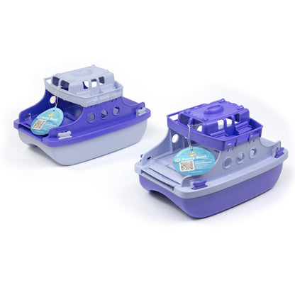 Green Toys Bateau Ferry Avec Mini Voitures - Jouet De Baignoire Écologique Bleu/Blanc