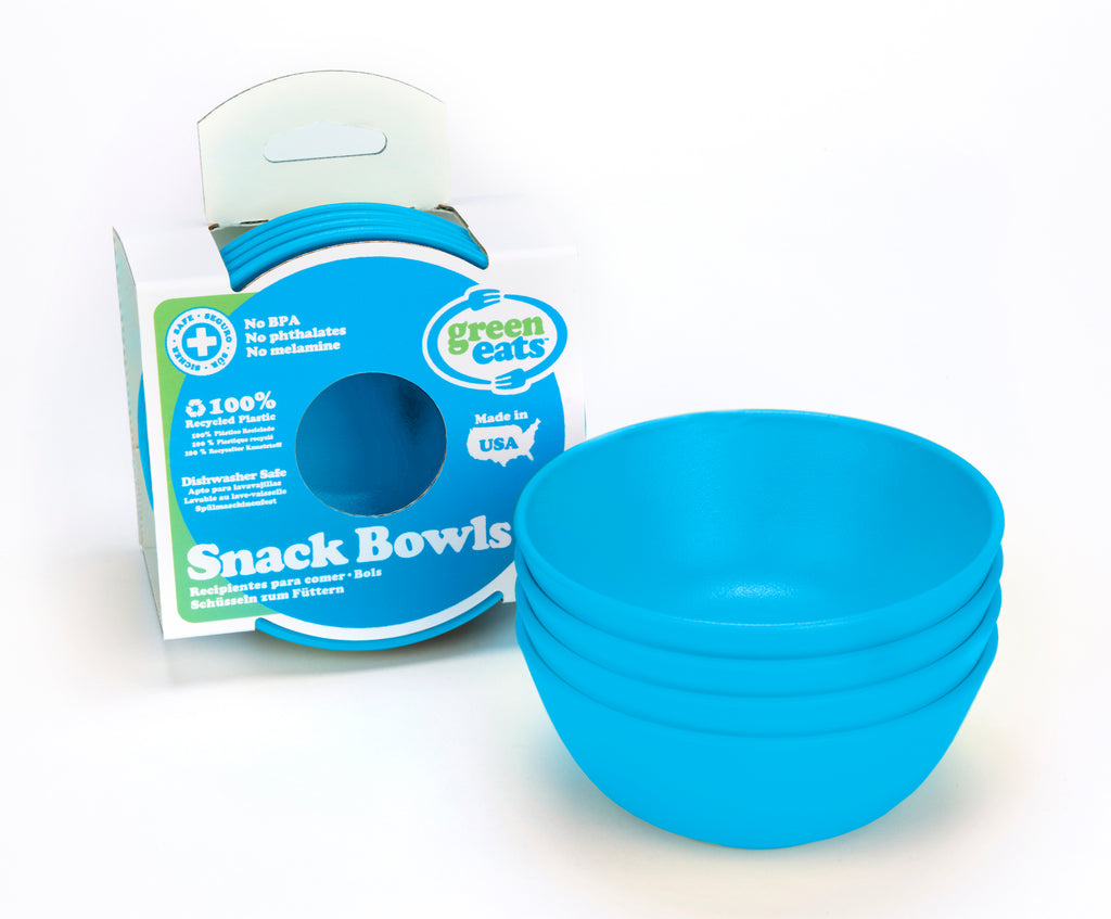 The First Years Green Grown Reusable Toddler Snack Bowls with Lids -  Blue/Aqua/Yellow/Green - 4pk/8oz