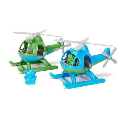 Helicopters with Green and Blue tops