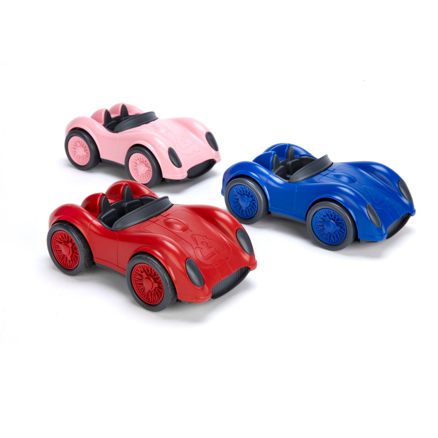 Pink, Red, and Blue Race Cars