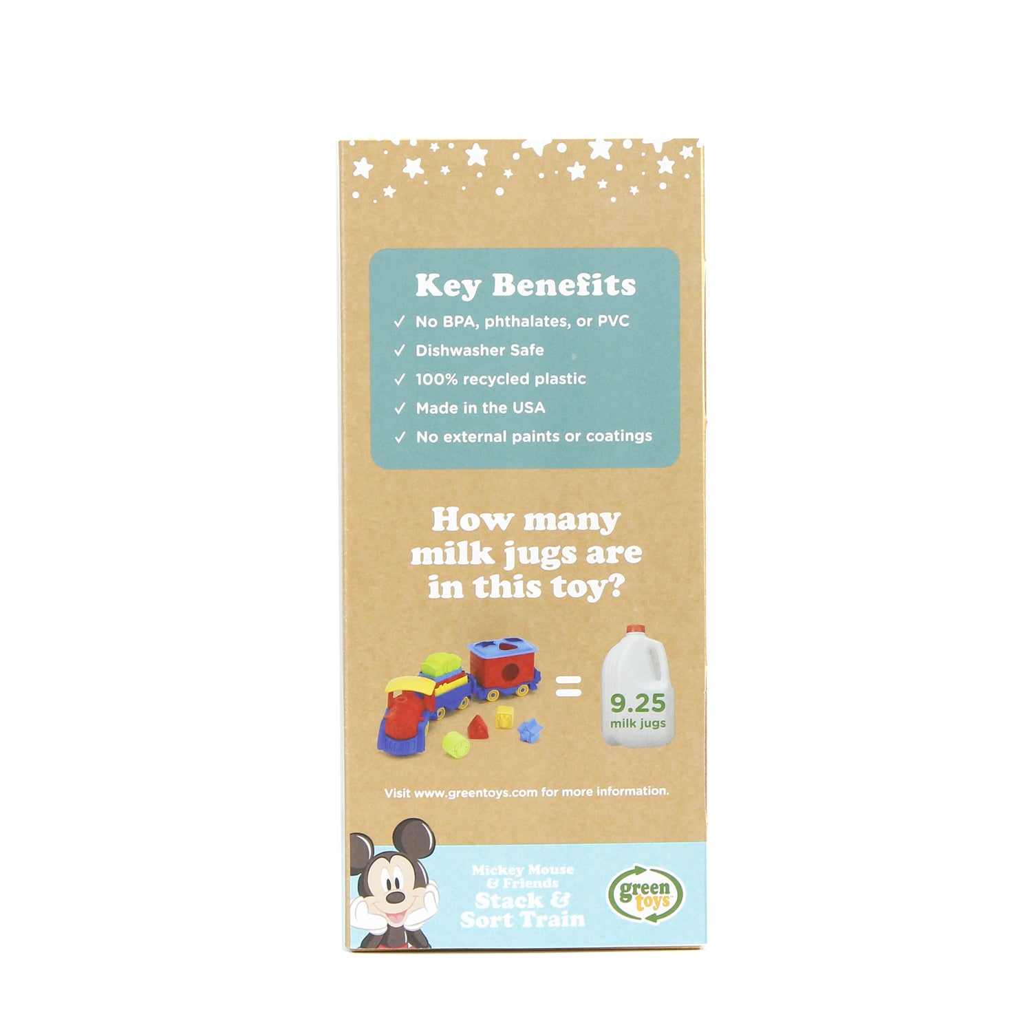 Side panel of Mickey Mouse & Friends  Stack & Sort Train packaging