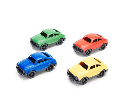 Green, Red, Yellow, and Blue mini cars